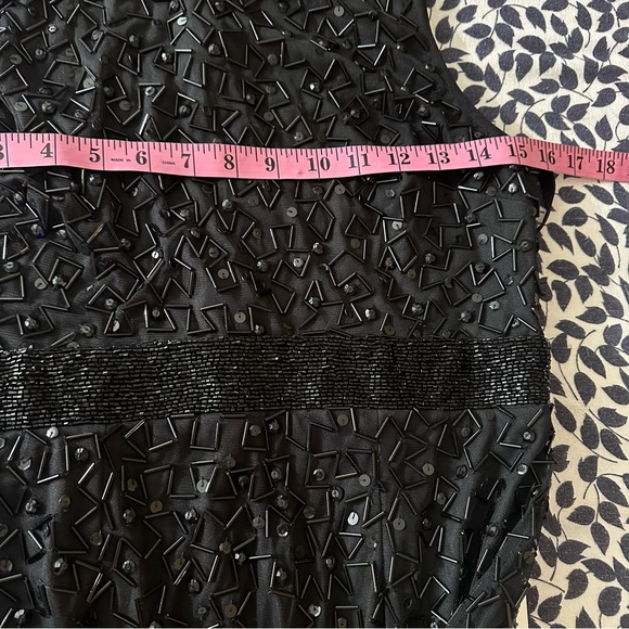 Mac Duggal Black Geometric Hand Embellished  Sleeveless A-Line Dress NWT Size 8 - Picture 14 of 16